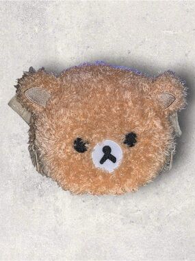 Rilakkuma Plush Bear Face Cosmetic Pouch - Tan